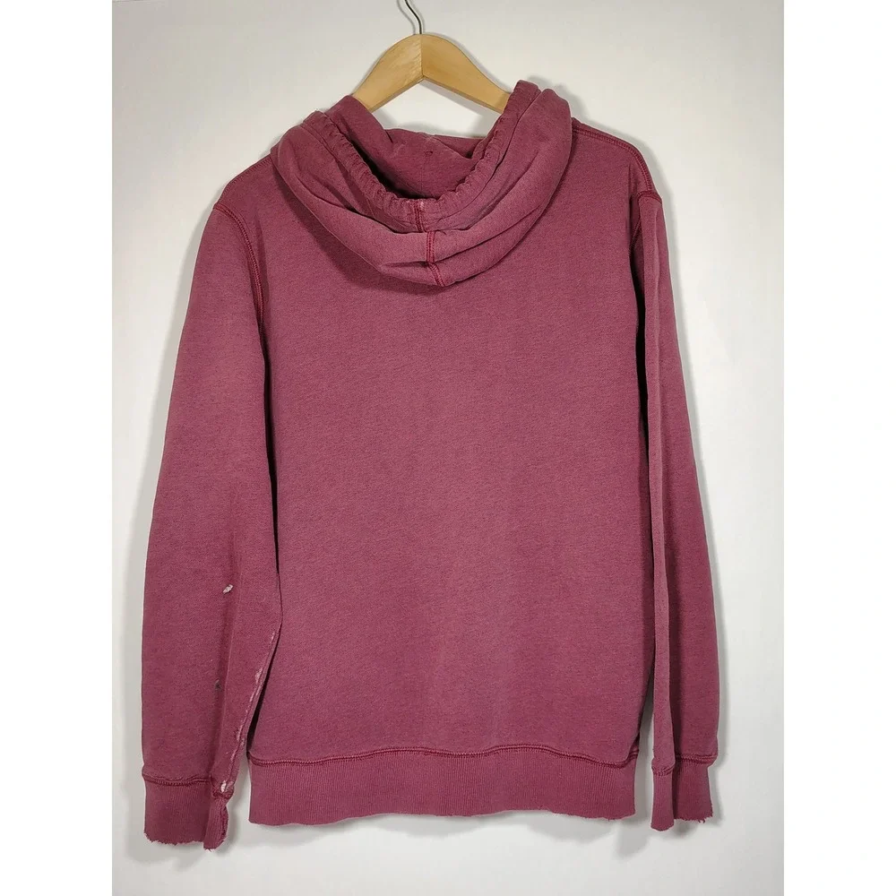 Nike Better‎ World Mens L Maroon Distressed Pullover Hoodie Swoosh Logo Burgundy
